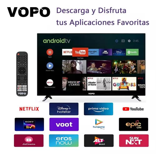 Smart Tv Pantalla 32 Pulgadas Vopo Android Tv Dled Hd Dolby Vision Hdr Admite Duplicación De Pantalla Para Teléfonos Android E iOS