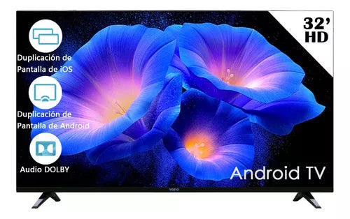 Smart Tv Pantalla 32 Pulgadas Vopo Android Tv Dled Hd Dolby Vision Hdr Admite Duplicación De Pantalla Para Teléfonos Android E iOS